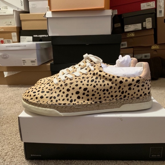 NEW DOLCE VITA MADOX SNEAKER IN LEOPARD CALF HAIR - Picture 4 of 7